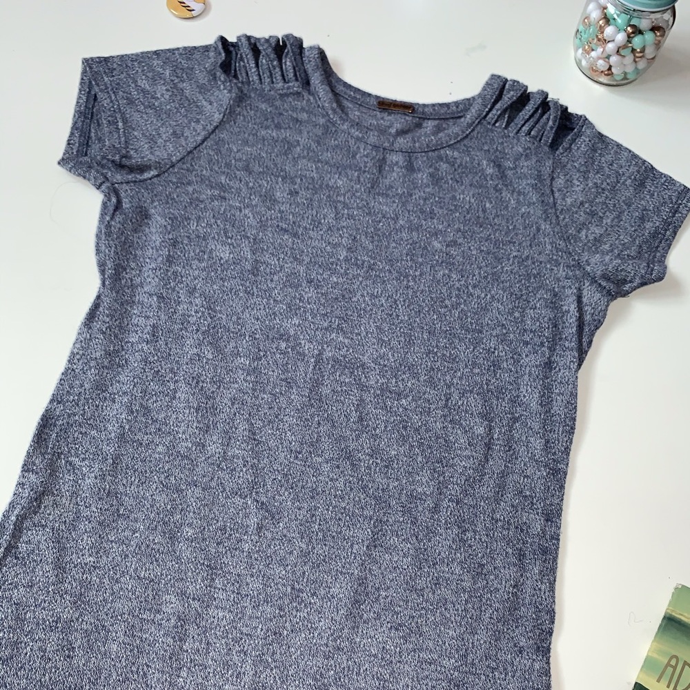 Blue Cold Shoulder Top